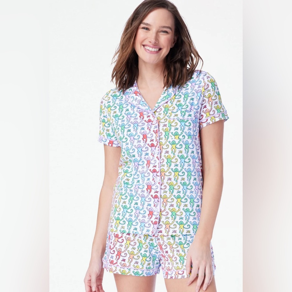 🌈🐒Roberta Roller Rabbit Disco Monkey Polo Pajamas | RARE preppy rainbow pj set